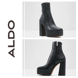 Aldo Mabel Chunky Platform Heeled Square Toe Ankle Boots
